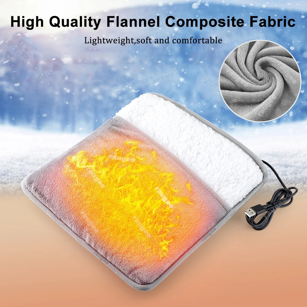 USB Electric Foot Warmer – Soft Plush Heated Foot Heating Pad, Portable Thermal Foot Heater for Home, Office & Bedroom