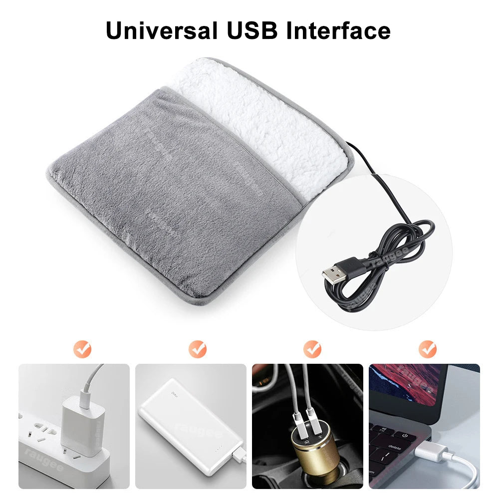USB Electric Foot Warmer – Soft Plush Heated Foot Heating Pad, Portable Thermal Foot Heater for Home, Office & Bedroom