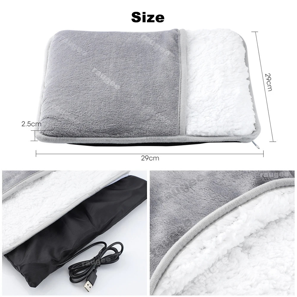 USB Electric Foot Warmer – Soft Plush Heated Foot Heating Pad, Portable Thermal Foot Heater for Home, Office & Bedroom