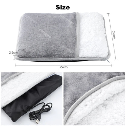 USB Electric Foot Warmer – Soft Plush Heated Foot Heating Pad, Portable Thermal Foot Heater for Home, Office & Bedroom