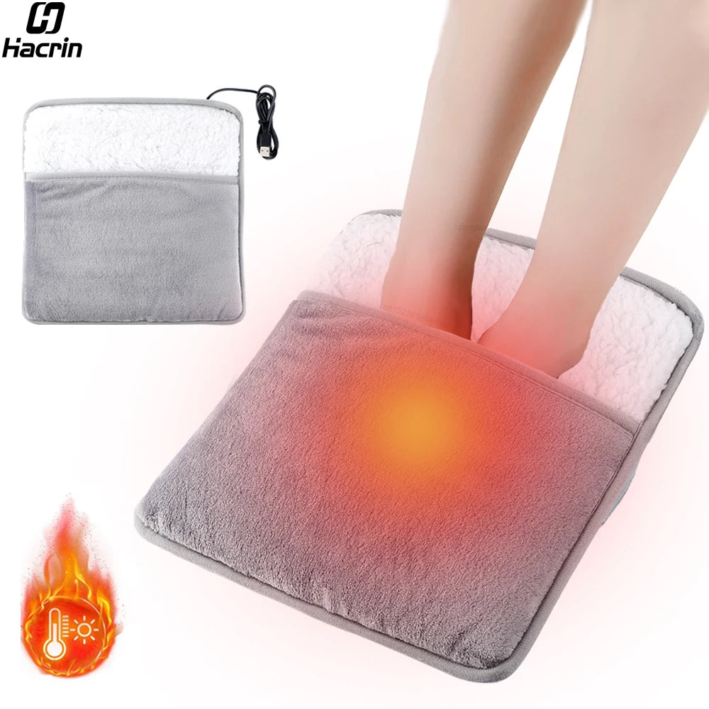 USB Electric Foot Warmer – Soft Plush Heated Foot Heating Pad, Portable Thermal Foot Heater for Home, Office & Bedroom
