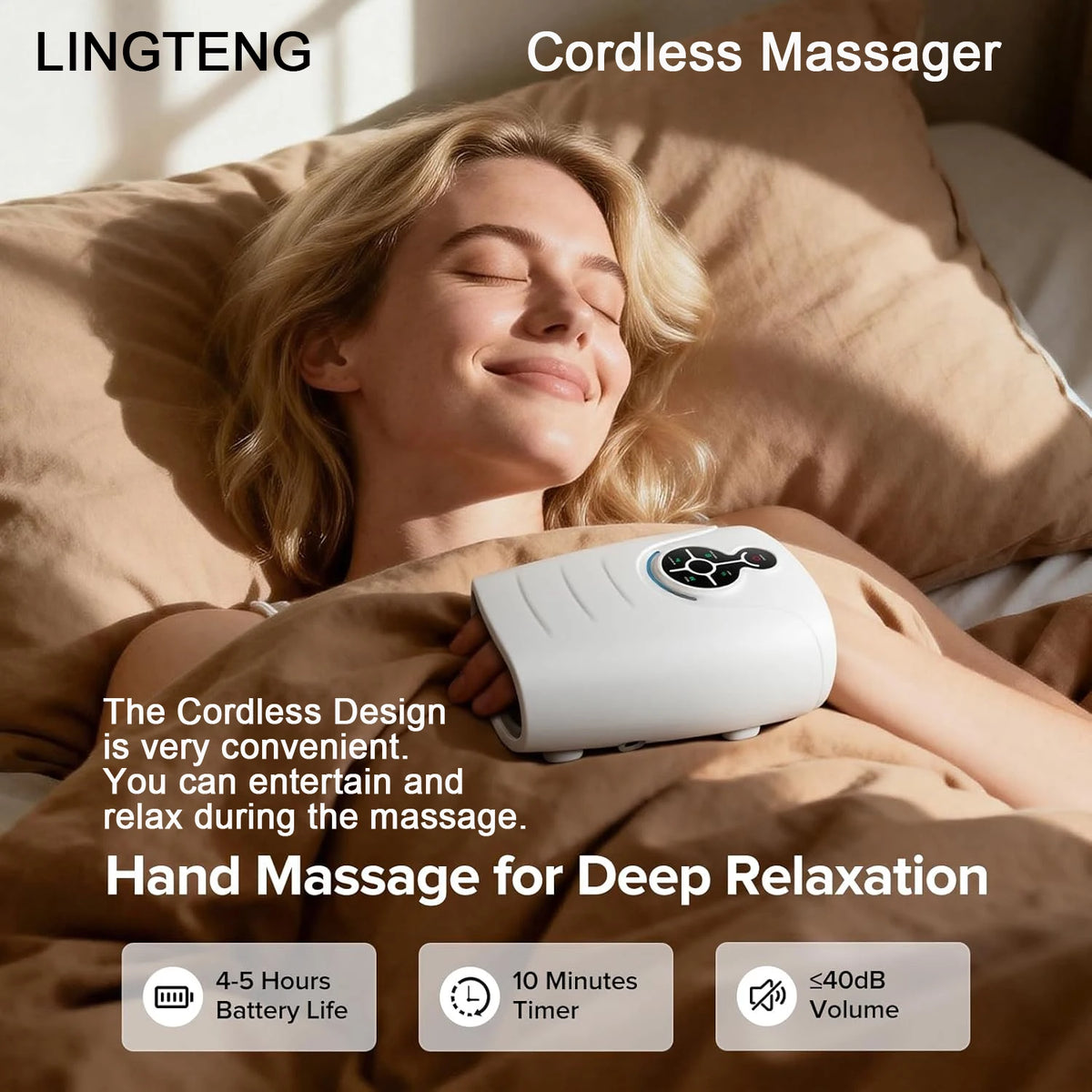 LINGTENG Electric Hand Massager with Heat & Air Compression – Rechargeable Wireless Hand & Finger Massager