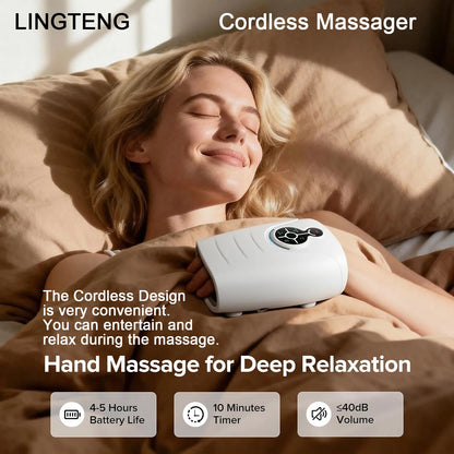 LINGTENG Electric Hand Massager with Heat & Air Compression – Rechargeable Wireless Hand & Finger Massager